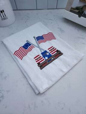 Patriotic Flag Kitchen Towel with Mason Jars Design